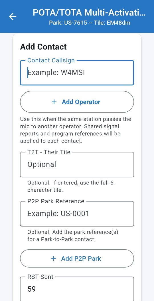 W4MSI Logger combined TOTA and POTA contact logging