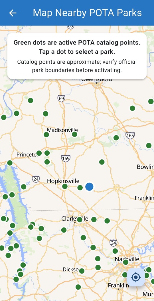 W4MSI Logger nearby POTA parks map